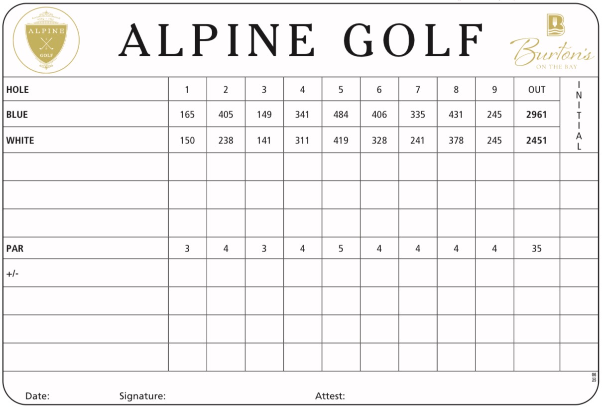 Alpine Legacy Nine — Scorecard